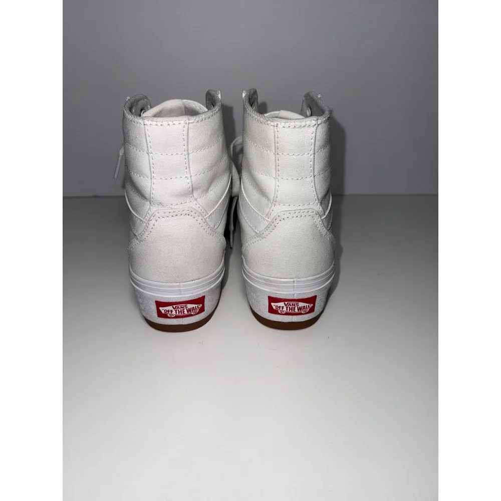 Vans Sk8-Hi Stacked Platform White High Top Canvas Sneakers 500714 Womens 8.5